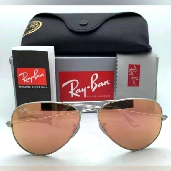 LIKE NEW Ray-Ban Pink Mirror Flash Aviator RB3025 Sunglasses Men and Women - Picture 3 of 16